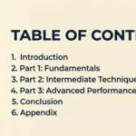 英字タイトルの目次と内容の左側にクラリネットのイラスト。