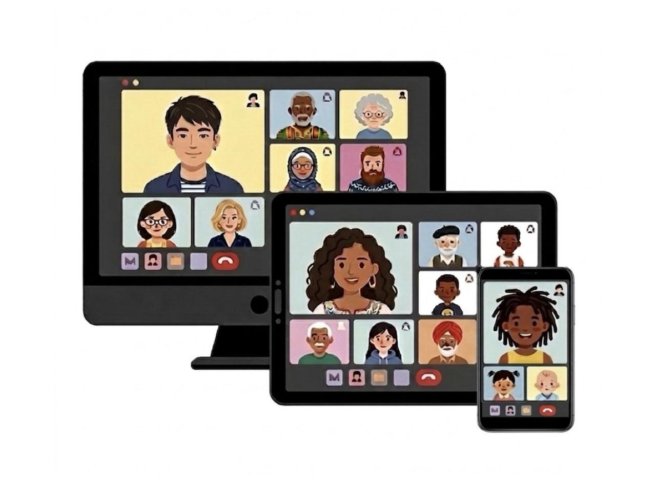 インターネットを介して端末の画面に映し出される利用者。