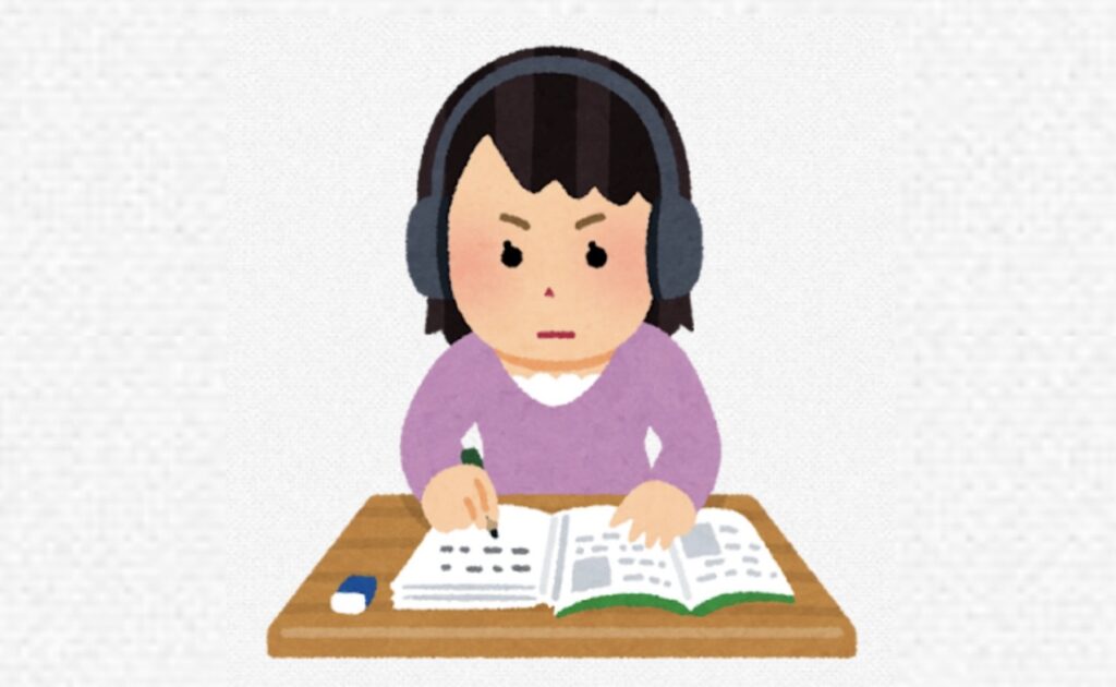 音楽を聴いて勉強する人。