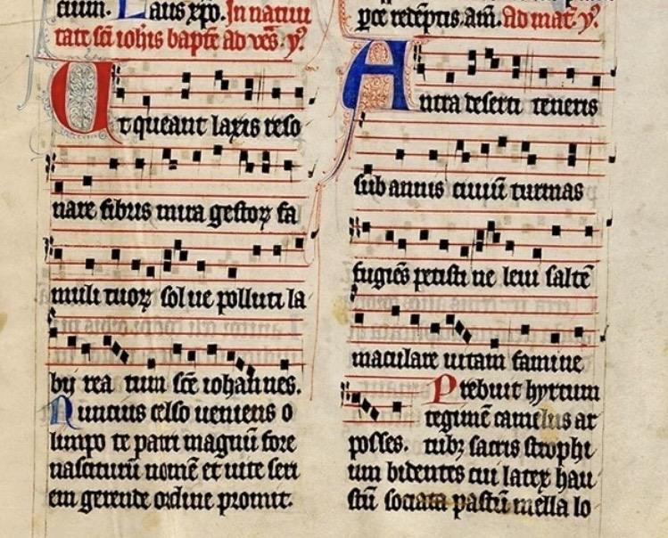 「聖ヨハネ賛歌」の楽譜の画像。