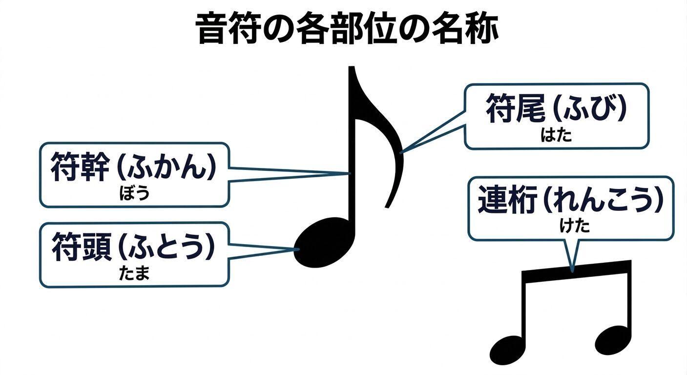 音符の各部位の名称